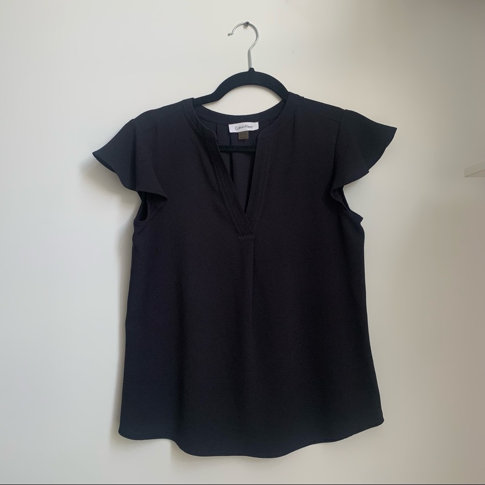 Calvin Klein Navy Short Sleeved Blouse XS
